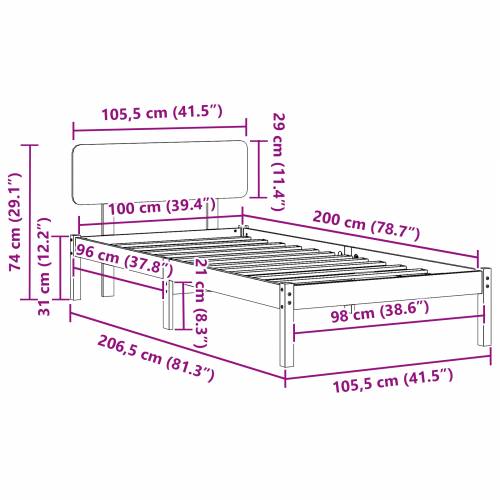 Krevetna konstrukcija s uzglavljem 100x200 cm od čvrstog bora Cijena