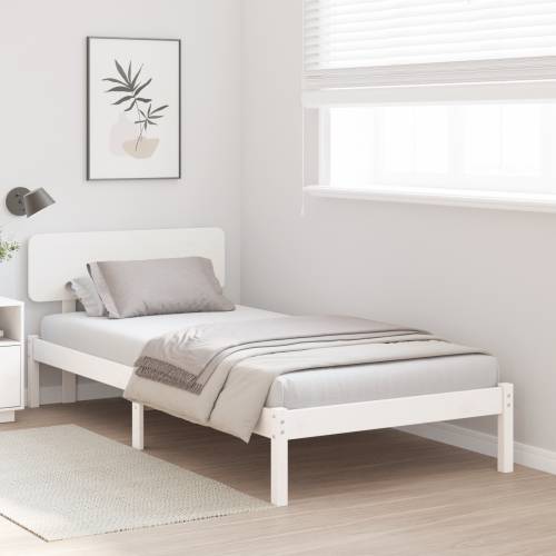 Krevetni okvir s uzglavljem bijeli 90x200 cm od masivnog bora Cijena