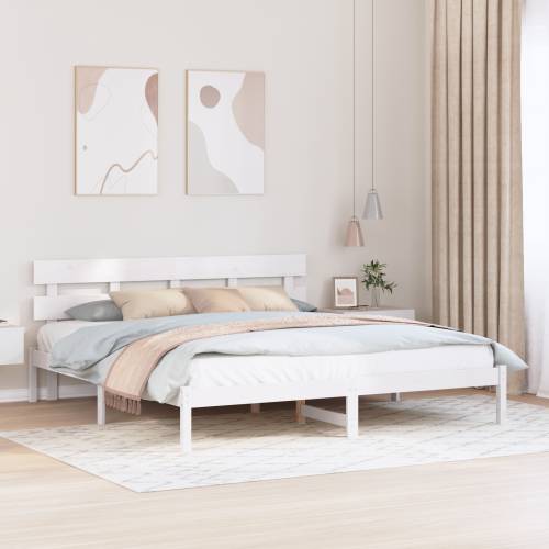 Krevetni okvir s uzglavljem Bijeli 180x200 cm Masivna borovina Cijena