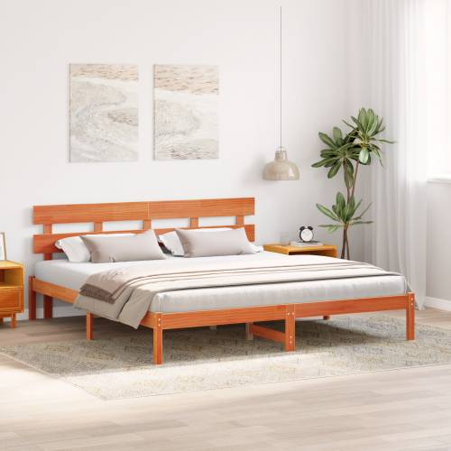 Krevetna konstrukcija s naslonom u boji voska 180x200 cm Masivna borovina Cijena