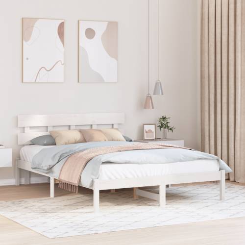 Okvir kreveta s uzglavlje Beli 150x200 cm Masivno drvo bor Cijena