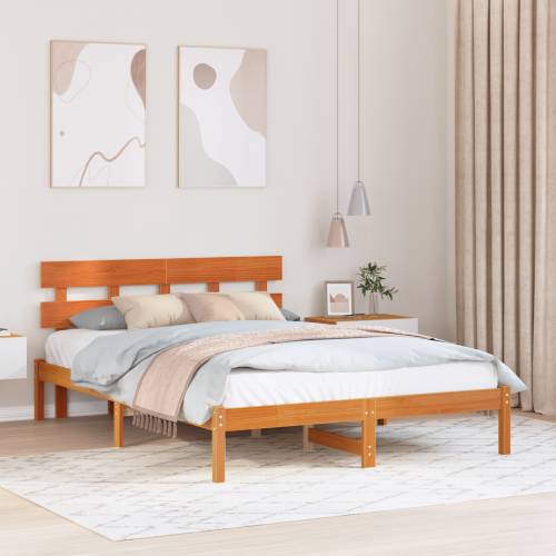 Krevetni okvir s naslonom boje voska 150x200 cm Od punog bora Cijena