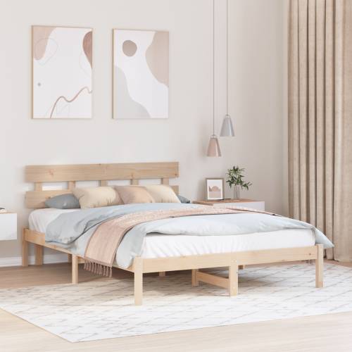 Krevetna Konstrukcija s Uzglavljem 140x200 cm Solidno Drvo Bor Cijena
