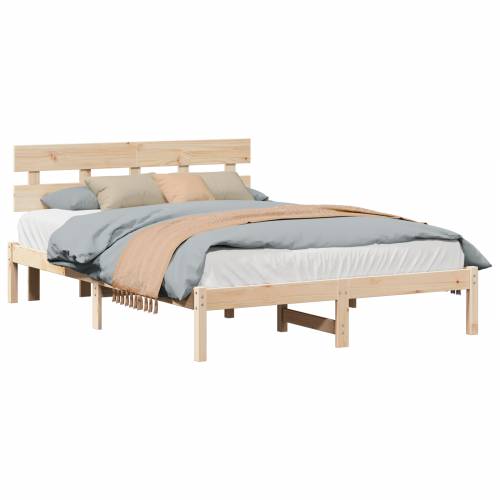 Krevetna Konstrukcija s Uzglavljem 140x200 cm Solidno Drvo Bor Cijena