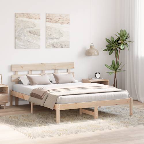 Krevetna Konstrukcija s Uzglavljem 140x200 cm Solidno Drvo Bor Cijena