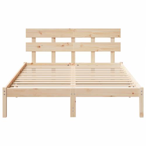 Krevetna Konstrukcija s Uzglavljem 140x200 cm Solidno Drvo Bor Cijena