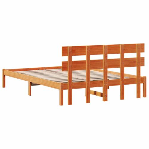 Krevetna konstrukcija s uzglavljem boje voska 140x200 cm Masivna borovina Cijena
