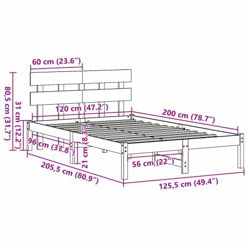 Krevetni okvir s naslonjačem bijeli 120x200 cm solidno borovo drvo Cijena