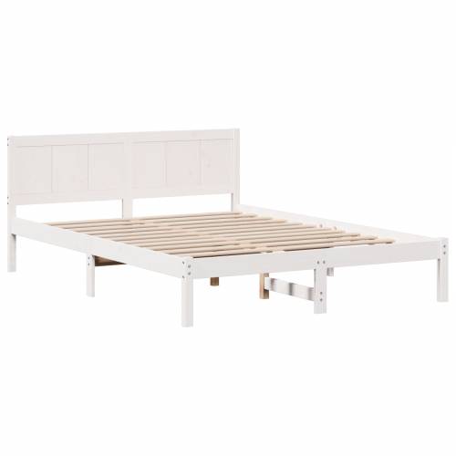 Bijeli krevetni okvir od bora Bijela Drvo 150 x 200 cm Izdržljivo Cijena