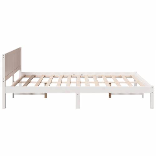 Bijeli krevetni okvir od bora Bijela Drvo 150 x 200 cm Izdržljivo Cijena
