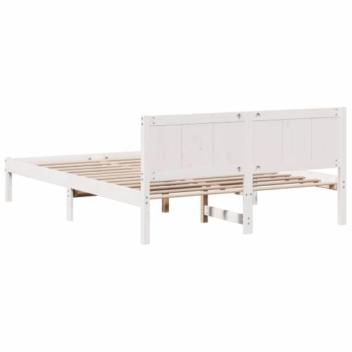 Bijeli krevetni okvir od bora Bijela Drvo 150 x 200 cm Izdržljivo Cijena