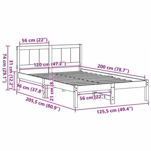 Vosak smeđi krevet Vosak smeđi Masivno drvo 120 x 200 cm Cijena