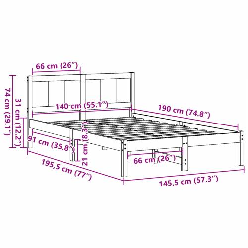 Krevet u wax smeđoj boji Wax smeđa Masivna borovina 140 x 190 cm Cijena