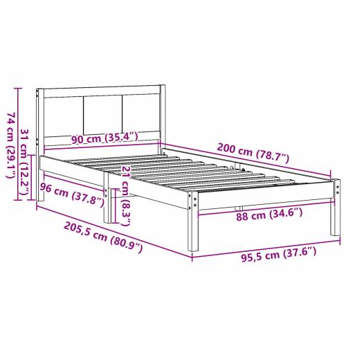 Krevet od borovine Voštano smeđe Čvrsta borovina 90 x 200 cm Cijena