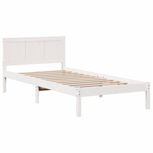 Bijeli borov okvir kreveta Bijeli Drvo 75 x 190 cm Izdržljiv Cijena