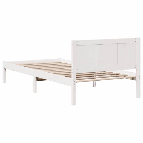 Bijeli borov okvir kreveta Bijeli Drvo 75 x 190 cm Izdržljiv Cijena