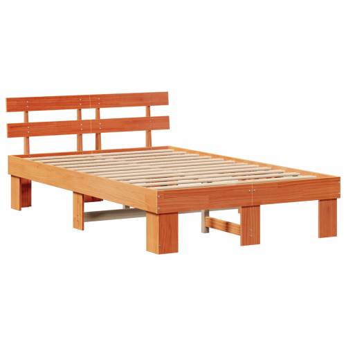 Krevetna konstrukcija s naslonjačem ulašteno smeđa 135x190 cm masivni bor Cijena