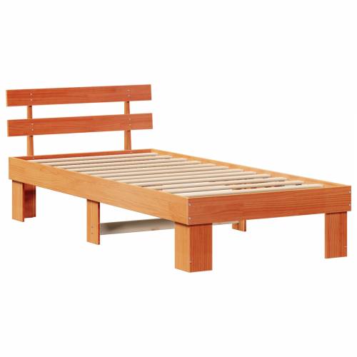 Krevetna konstrukcija s uzglavljenjem Vosak smeđa 90x200 cm Čvrsto drvo Bora Cijena