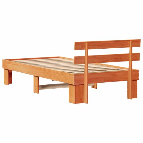 Krevetni okvir s uzglavljem u boji voska 80x200 cm od čvrstog borovog drveta Cijena