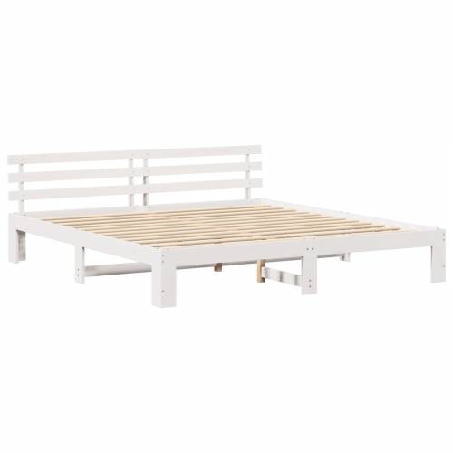 Bijeli okvir kreveta Bijela Čvrsto drvo 200 x 200 cm Cijena