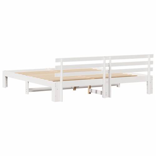 Bijeli okvir kreveta Bijela Čvrsto drvo 200 x 200 cm Cijena