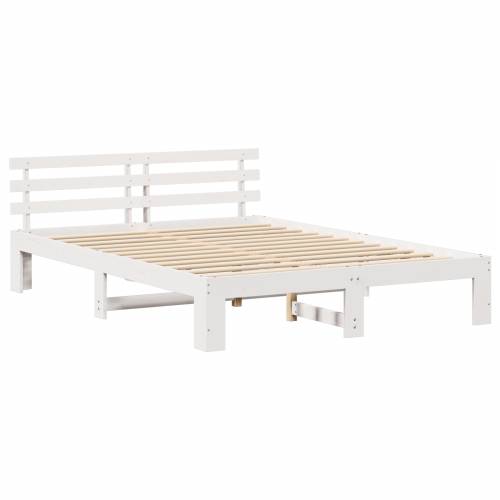 Bijeli drveni krevetni okvir Bijela Drvo 150 x 200 cm Izdržljiv Cijena