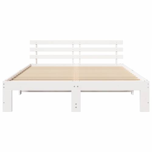 Bijeli drveni krevetni okvir Bijela Drvo 150 x 200 cm Izdržljiv Cijena