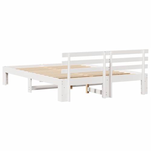 Bijeli drveni krevetni okvir Bijela Drvo 150 x 200 cm Izdržljiv Cijena