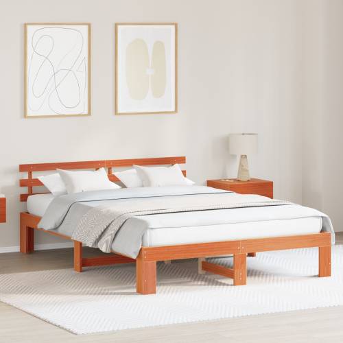 Okvir kreveta od bora Smeđa boja voska Puno drvo 150 x 200 cm Cijena