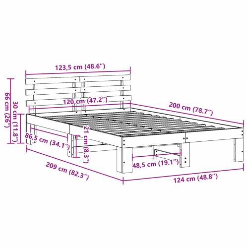 Bijeli krevetni okvir od bora Bijela Čvrsto drvo 120 x 200 cm Cijena