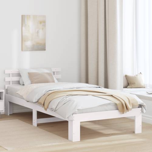 Krevet od Drva Bijeli Drvo 100 x 200 cm Minimalistički Krevet Cijena