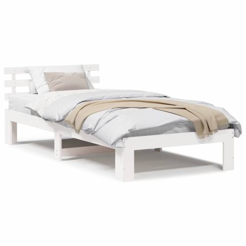 Krevet od Drva Bijeli Drvo 100 x 200 cm Minimalistički Krevet Cijena
