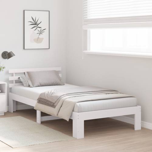 Krevet od Drva Bijeli Drvo 100 x 200 cm Minimalistički Krevet Cijena