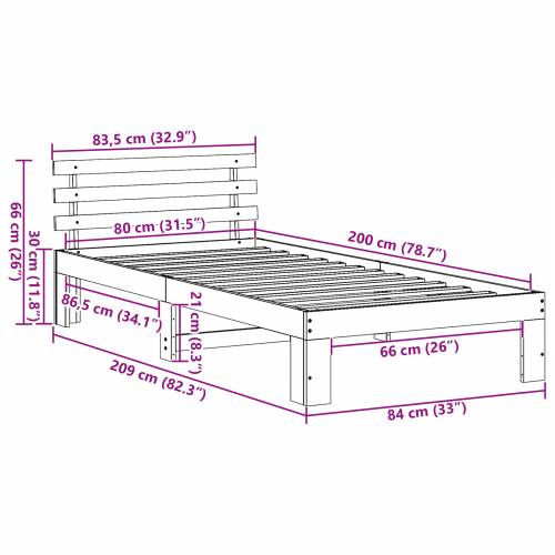 Prirodni krevet od borovine Čvrsto drvo 80 x 200 cm Minimalistički Cijena
