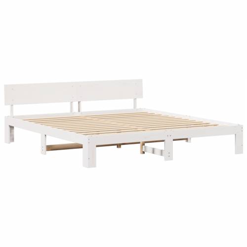 krevet s uzglavljem bijeli 200x200 cm masivna borovina Cijena