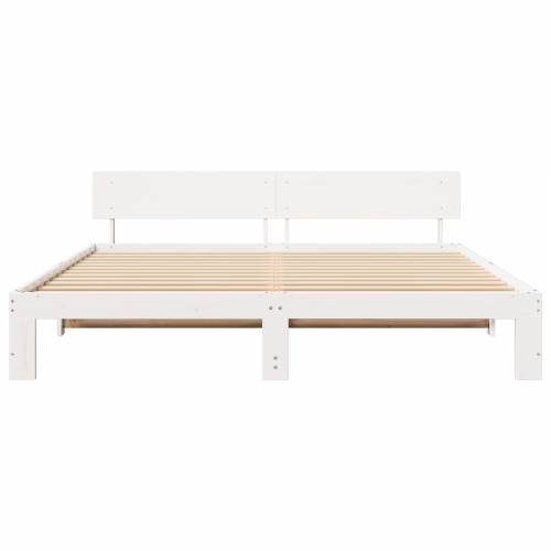 krevet s uzglavljem bijeli 200x200 cm masivna borovina Cijena