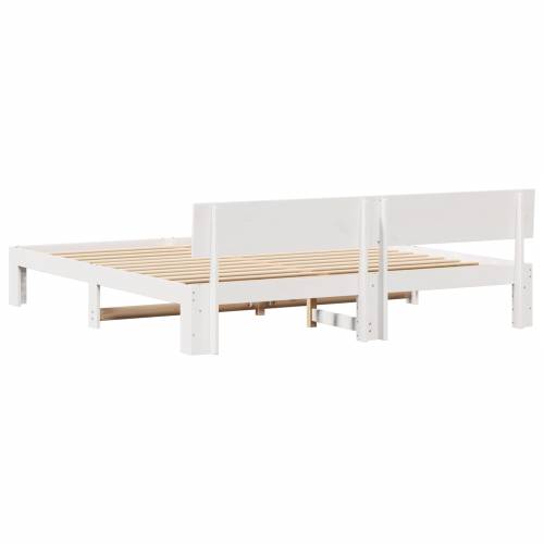 krevet s uzglavljem bijeli 200x200 cm masivna borovina Cijena