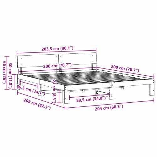 krevet s uzglavljem bijeli 200x200 cm masivna borovina Cijena