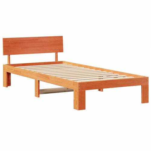 Krevetna konstrukcija s naslonom smeđe voskirana 80x200 cm čvrsti bor Cijena