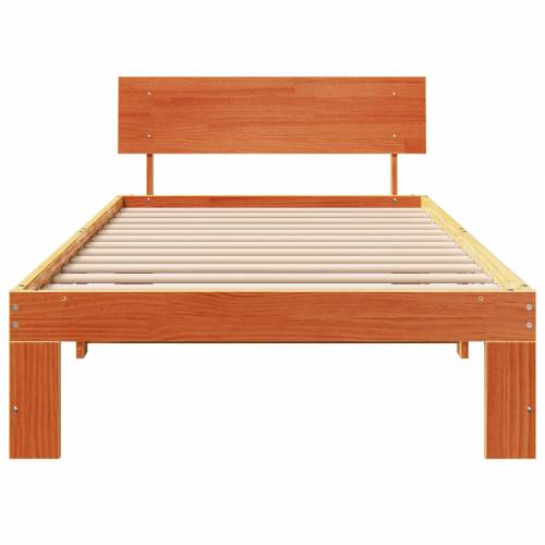 Krevetna konstrukcija s naslonom smeđe voskirana 80x200 cm čvrsti bor Cijena