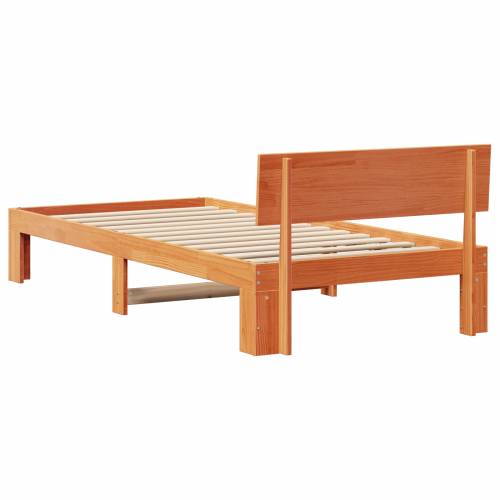 Krevetna konstrukcija s naslonom smeđe voskirana 80x200 cm čvrsti bor Cijena
