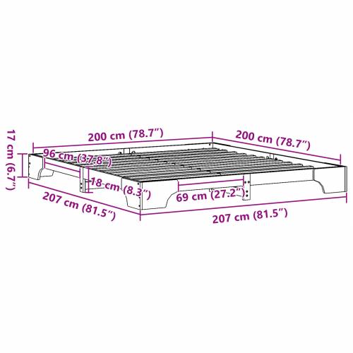 Krevetna konstrukcija Ulaštena smeđa Masivno drvo 200 x 200 cm Cijena