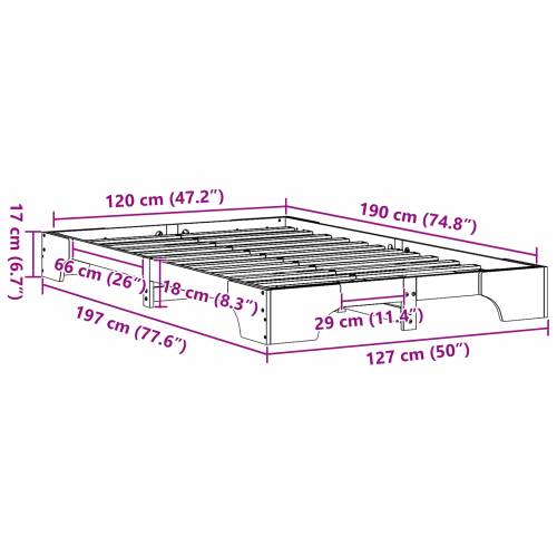 Krevetni okvir Prirodni Čvrsto borovo drvo 120 x 200 cm Izdržljiv Cijena