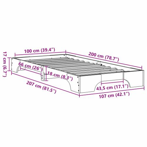okvir kreveta Bijeli Masivno drvo 100 x 200 cm Izdržljiv Cijena