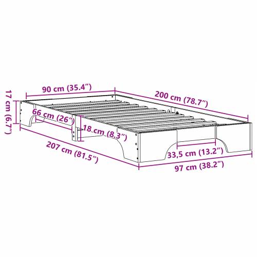 Krevetna konstrukcija Vosak smeđa Drvo 90 x 200 cm Jednostavno Cijena