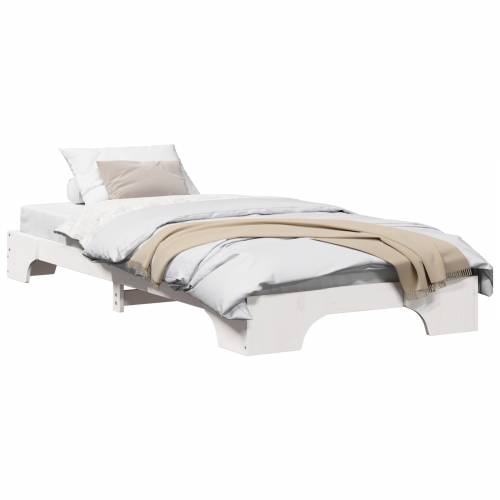 Krevetni okvir Beli Čvrsto borovo drvo 75 x 190 cm Izdržljiv Cijena