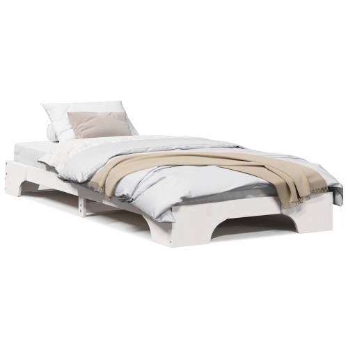 Krevetni okvir Beli Čvrsto borovo drvo 75 x 190 cm Izdržljiv Cijena