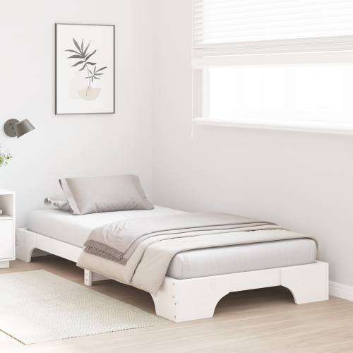 Krevetni okvir Beli Čvrsto borovo drvo 75 x 190 cm Izdržljiv Cijena