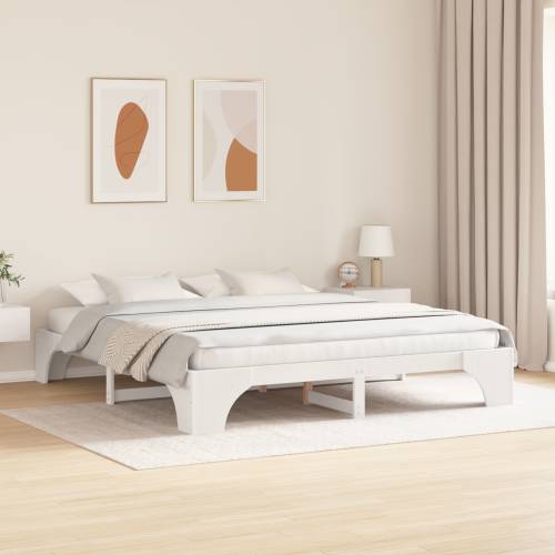 Krevetni okvir Bijela Masivno drvo 200 x 200 cm Minimalistički Cijena