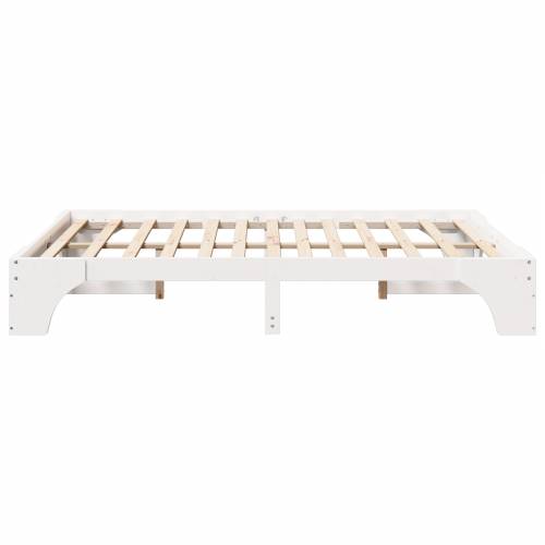 Krevet Bijeli Drvo 150 x 200 cm Minimalistički Krevet od drveta Cijena